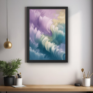 Serene Pastel Abstract Wave Dreamy Wall Art Poster