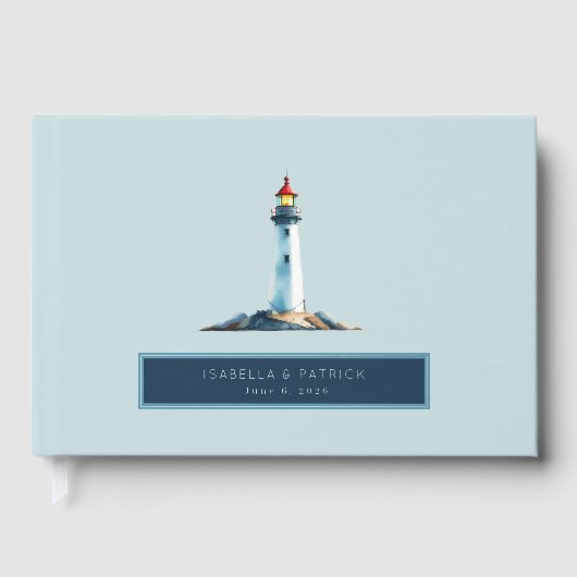 Serene Pastel Blue Lighthouse Illustration (Recto)
