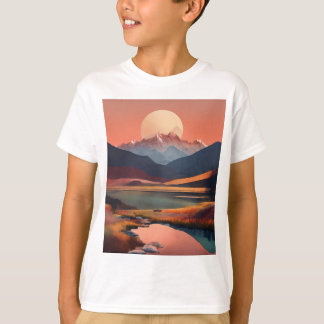 Serene Peaks : Un T-shirt paysager minimaliste