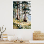 Serene Pine Forest Waterverf Art Print (Keuken)