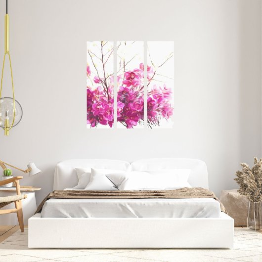 Serene Pink Phalaenopsis Orchid Triptych Canvas Afdruk
