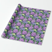 Serene Purple Floral Hydrangea Cadeaupapier (Uitgerold)