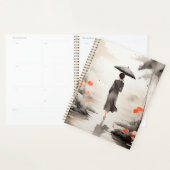  Serene Rainy Path Art Planner with Floral Accents (Display)