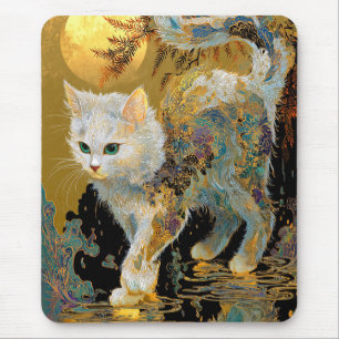Serene Rinpa Cat   Japanse Gouden Zen Muismat