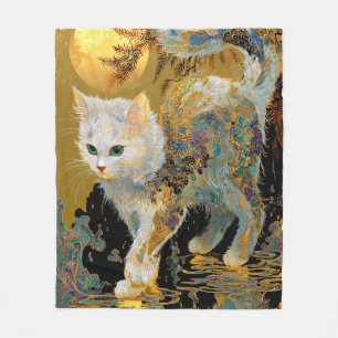 Serene Rinpa Kat Japanse Gouden Zen Fleece Deken