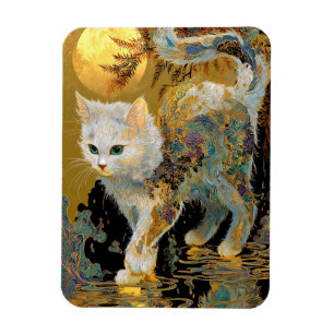 Serene Rinpa Kat   Japanse Gouden Zen Magneet
