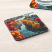 Serene River Shore Reflection Nature Art  Bier Onderzetter (Linkerzijde)