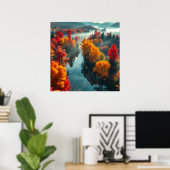 Serene River Shore Reflection Nature Art Poster (Thuiskantoor)