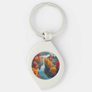 Serene Rivier Oever Reflectie Natuur Kunst Sleutelhanger