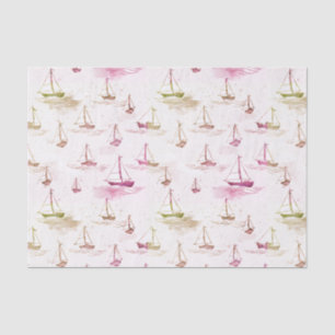 Serene Roze Paarse Zeilboten op Zee Patroon Tissuepapier