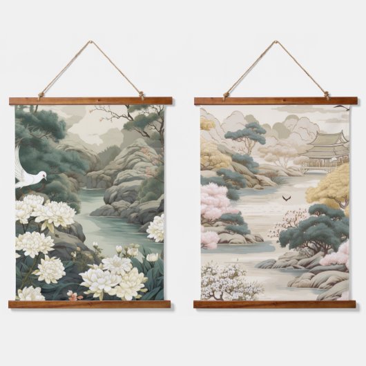 Serene rust Japans thema Hangend Wandkleed (Dubbel)