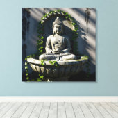 Serene rustige Boeddhafontein Canvas Afdruk (Insitu (Houten vloer))