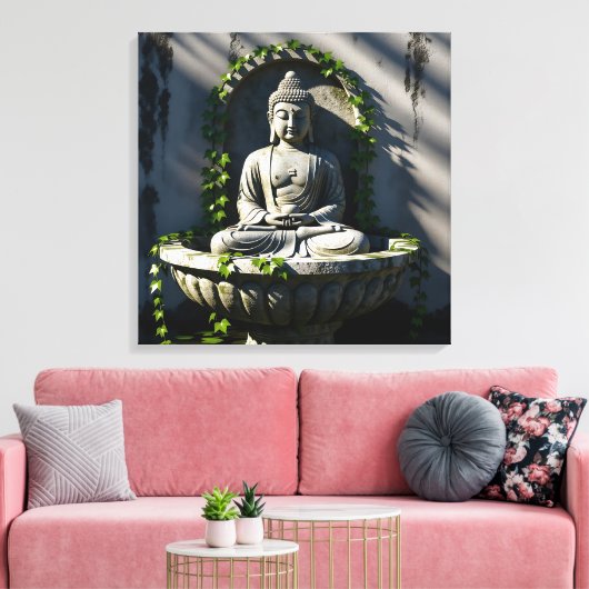 Serene rustige Boeddhafontein Canvas Afdruk (Insitu (Woonkamer))