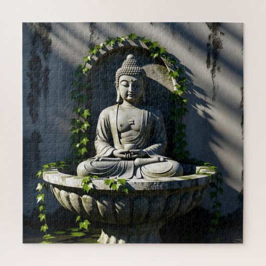 Serene rustige Boeddhafontein Legpuzzel (Verticaal)