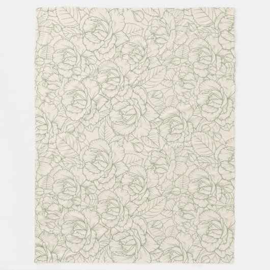 Serene Sage Green | bloesem Rozen Fleece Deken (Voorkant)