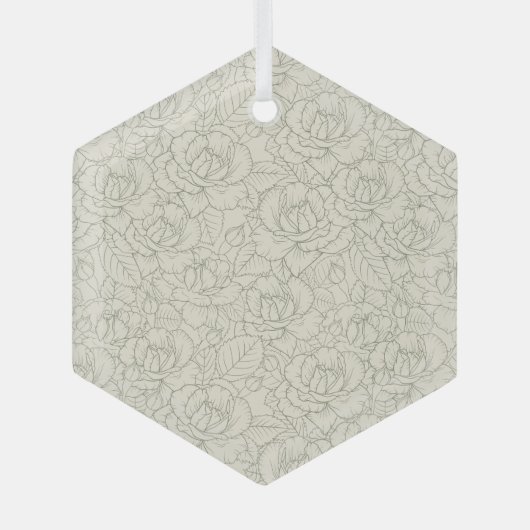 Serene Sage Green | bloesem Rozen Glas Ornament (Voorkant)