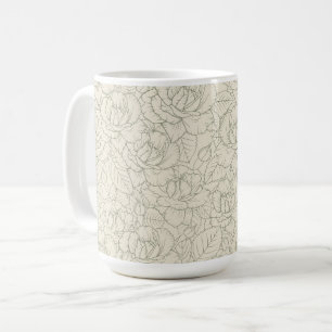 Serene Sage Green bloesem Rozen Koffiemok