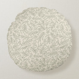 Serene Sage Green | Gentle Leaf Whisper Minimalist Rond Kussen