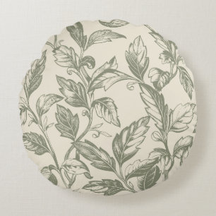 Serene Sage Green Rustic Vine Charm Cottagecore Rond Kussen