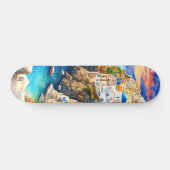 Serene "Santorini Sunset" Waterverf Skateboard (Horizontaal)