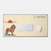 Serene Savanna Kind Lion Abstract Monogram Bureaumat (Keyboard & Muis)