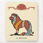 Serene Savanna Kind Lion Abstract Monogram Muismat (Voorkant)