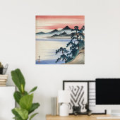 Serene Seascape Sunset Waterverf Schilderen Poster (Thuiskantoor)