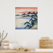 Serene Seascape Sunset Waterverf Schilderen Poster (Keuken)