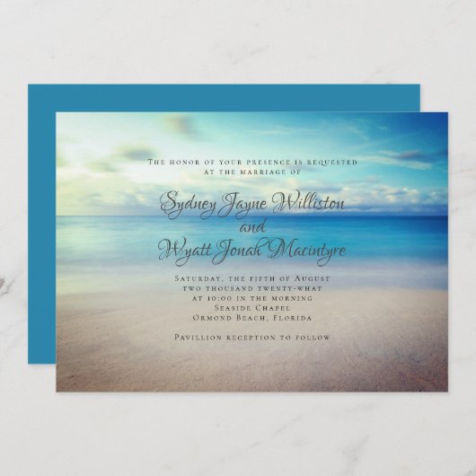 Serene Seaside Marriage Ceremony nodigt Sjabloon u Kaart (Voorkant / Achterkant)