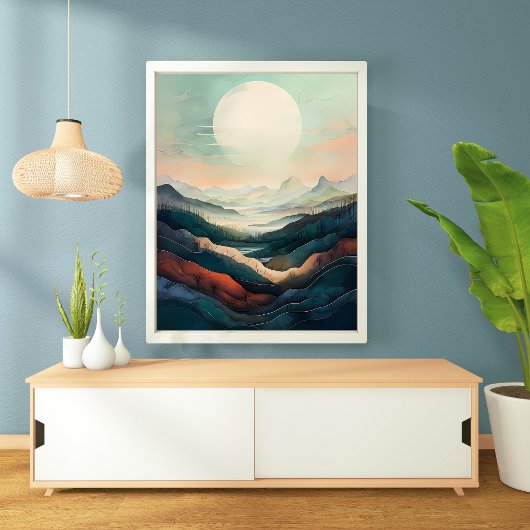 Serene sereniteit: een rustig berglandschap poster