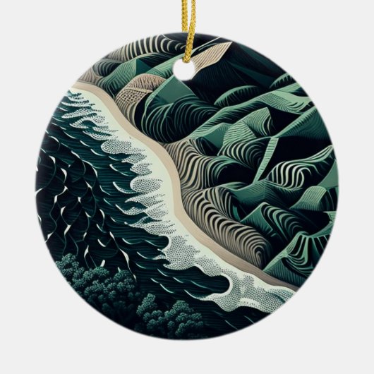 Serene Shores Keramisch Ornament (Voorkant)