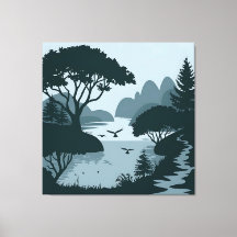 serene silhouet aan het meer