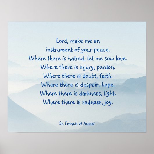 Serene Sky St Francis Assissi Poster de prière (Devant)