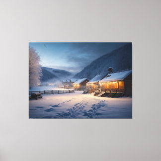Serene Sneeuwnacht: De stilte van de sneeuwvlokken Canvas Afdruk