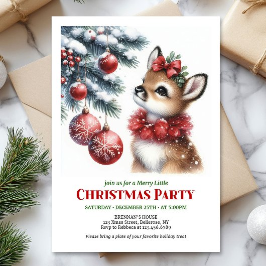 Serene snowy forest Christmas kids invitation Kaart