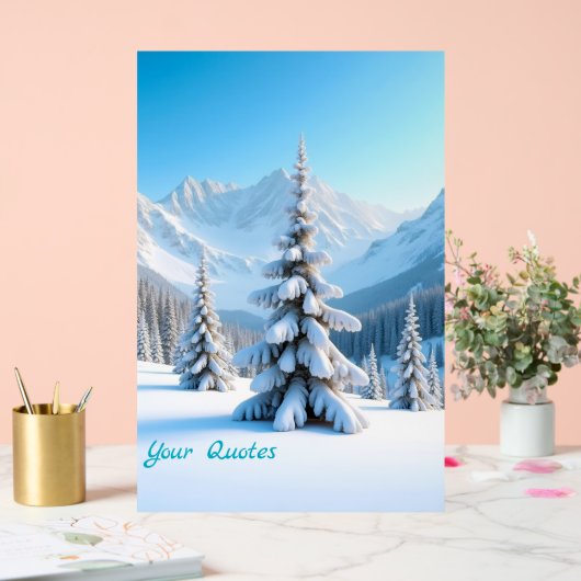 Serene Snowy Mountain Landscape & Winter Pine Tree (Mariage)