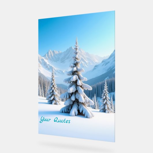 Serene Snowy Mountain Landscape & Winter Pine Tree (Angle)