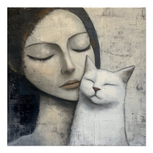Serene Snuggle - Poster voor katten en vrouwen Perfect Poster