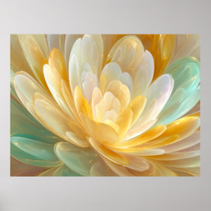 Serene Straling van Gouden en Aqua Bloemblaadjesla Poster