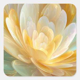 Serene Straling van Gouden en Aqua Bloemblaadjesla Vierkante Sticker
