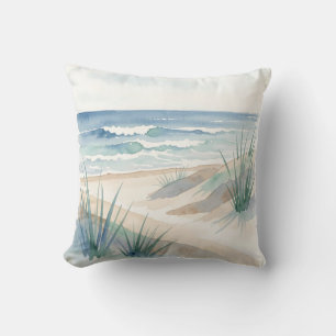 Serene Strandduinen Oceaan Aquarel Kust Kussen