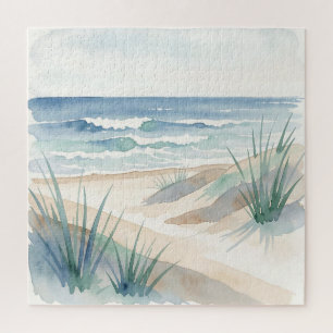 Serene strandduinen oceaan aquarel kust legpuzzel