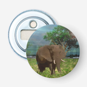 Serene Strength: The Bull Elephant Grazing Button Flesopener
