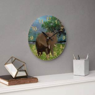 Serene Strength: The Bull Elephant Grazing Grote Klok