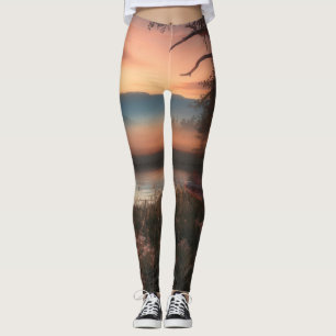 Serene Sunset Imprimer Leggings Haut-Taille - Natu