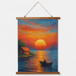 Serene Sunset Over the Lake – Topped Wall Tapestry Hangend Wandkleed