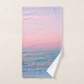 Serene Sunset | Plage Abstraite Blue Pink Pastel (Serviette à main)