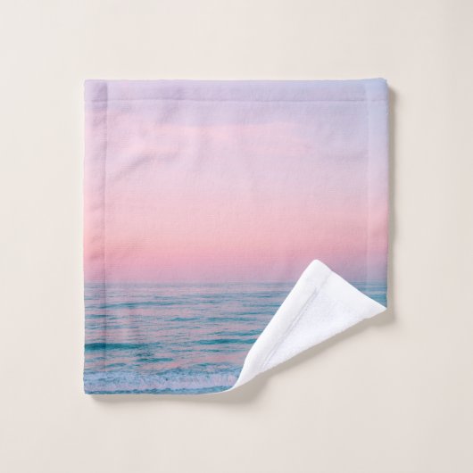 Serene Sunset | Plage Abstraite Blue Pink Pastel (Gant de toilette)
