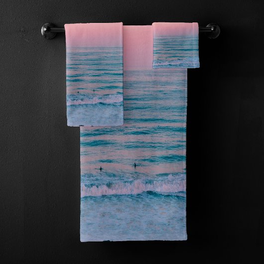 Serene Sunset | Plage Abstraite Blue Pink Pastel