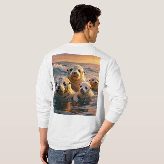 Serene Sunset Seals T-Shirt Design (Dos entier)